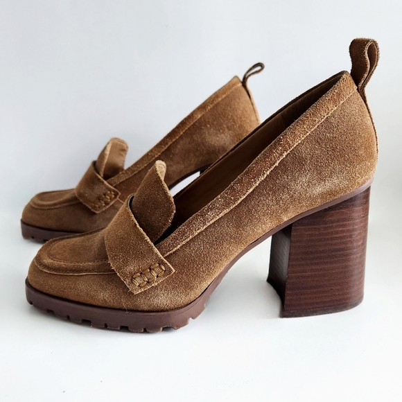 Crown Vintage Alivia Brown Suede Leather Retro Heels With Lug Sole, Size 9 - Picture 11 of 16